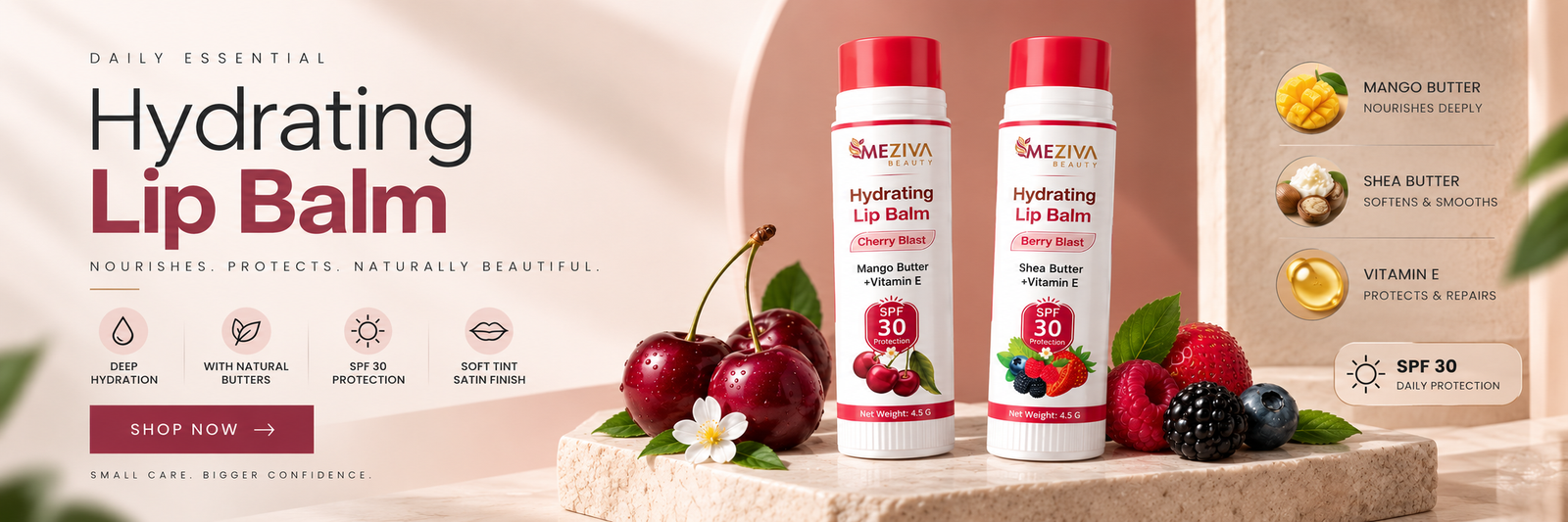 Meziva Hydrating Lip Balm - SPF 30 Protection